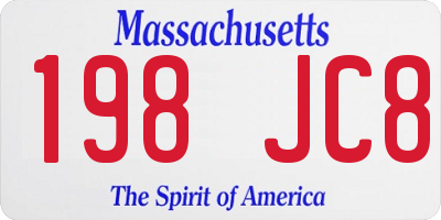 MA license plate 198JC8