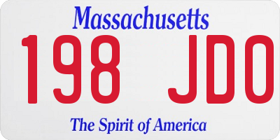 MA license plate 198JD0