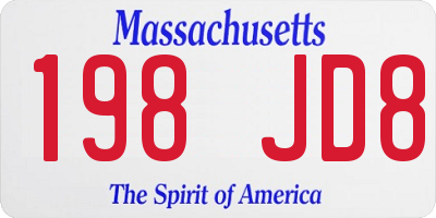 MA license plate 198JD8