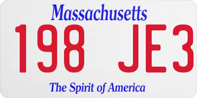MA license plate 198JE3