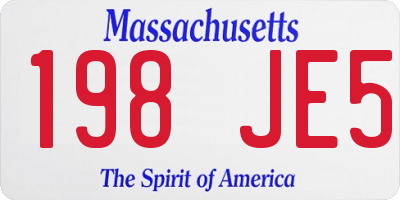 MA license plate 198JE5