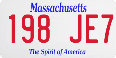 MA license plate 198JE7