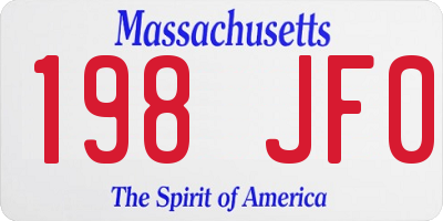 MA license plate 198JF0