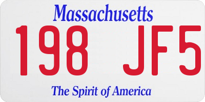 MA license plate 198JF5