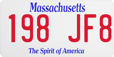 MA license plate 198JF8