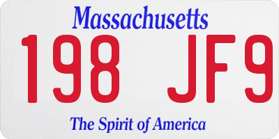 MA license plate 198JF9