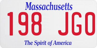 MA license plate 198JG0