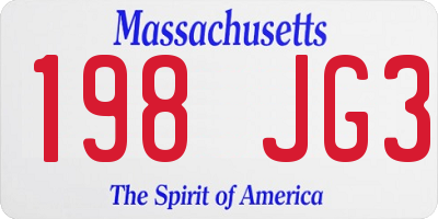 MA license plate 198JG3