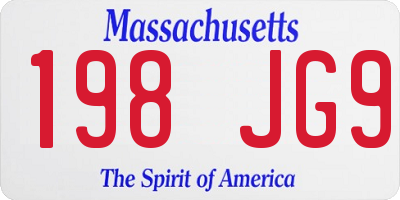 MA license plate 198JG9
