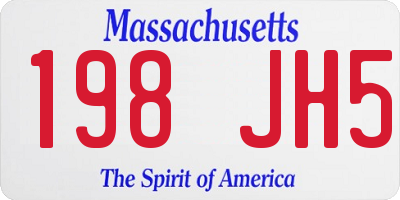 MA license plate 198JH5