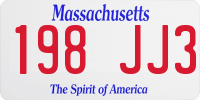 MA license plate 198JJ3