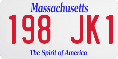 MA license plate 198JK1