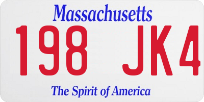 MA license plate 198JK4