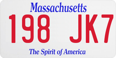 MA license plate 198JK7
