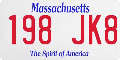 MA license plate 198JK8