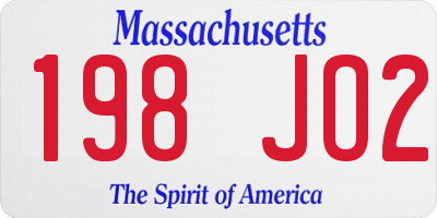 MA license plate 198JO2