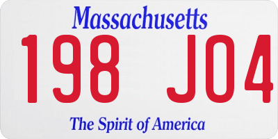 MA license plate 198JO4