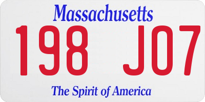 MA license plate 198JO7