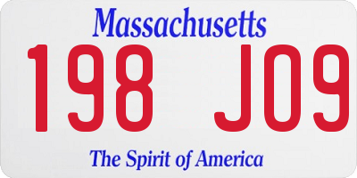 MA license plate 198JO9
