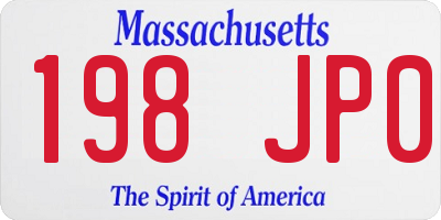 MA license plate 198JP0