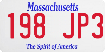 MA license plate 198JP3