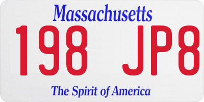 MA license plate 198JP8