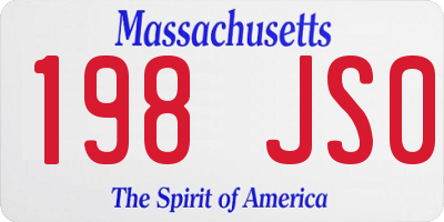 MA license plate 198JS0