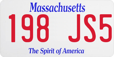 MA license plate 198JS5