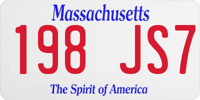 MA license plate 198JS7