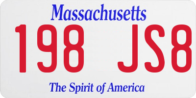 MA license plate 198JS8