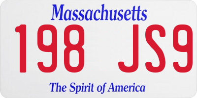 MA license plate 198JS9