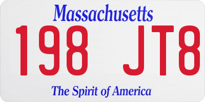 MA license plate 198JT8