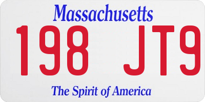 MA license plate 198JT9