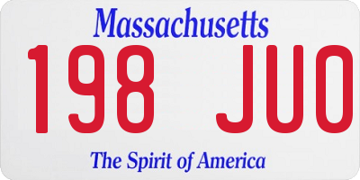 MA license plate 198JU0