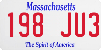 MA license plate 198JU3
