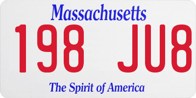 MA license plate 198JU8