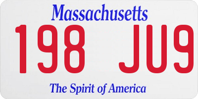 MA license plate 198JU9