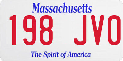 MA license plate 198JV0