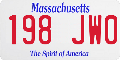 MA license plate 198JW0