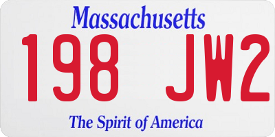 MA license plate 198JW2