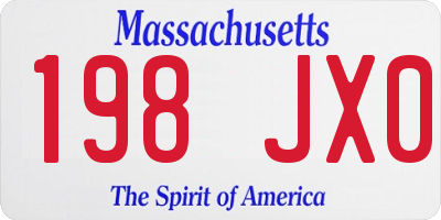 MA license plate 198JX0