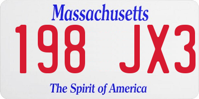 MA license plate 198JX3