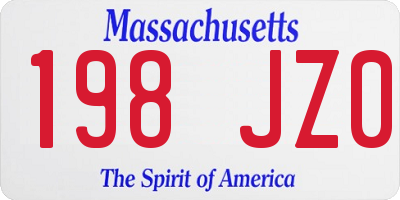 MA license plate 198JZ0