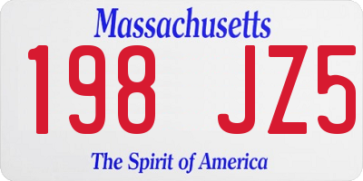 MA license plate 198JZ5