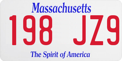 MA license plate 198JZ9