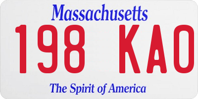 MA license plate 198KA0