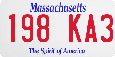 MA license plate 198KA3