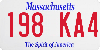 MA license plate 198KA4