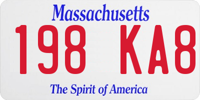 MA license plate 198KA8