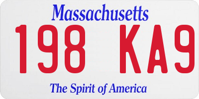 MA license plate 198KA9